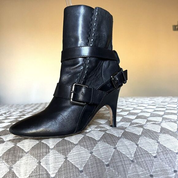 Jean-Michel Cazabat Vita Wrap Strap Black Leather Ankle Boots Women EU 37.5 US 7 - Picture 2 of 16